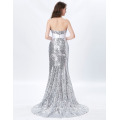Grace Karin Strapless Sweetheart Neckline Long Mermaid Women's Special Occasion Sexy Silver Prom Dresses CL4409-4